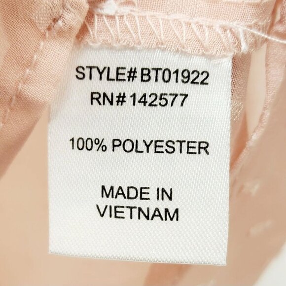 Womens Blush Pink Sleeveless Ruffle Blouse With Lace Accents By Blāshe Size L - Picture 8 of 9